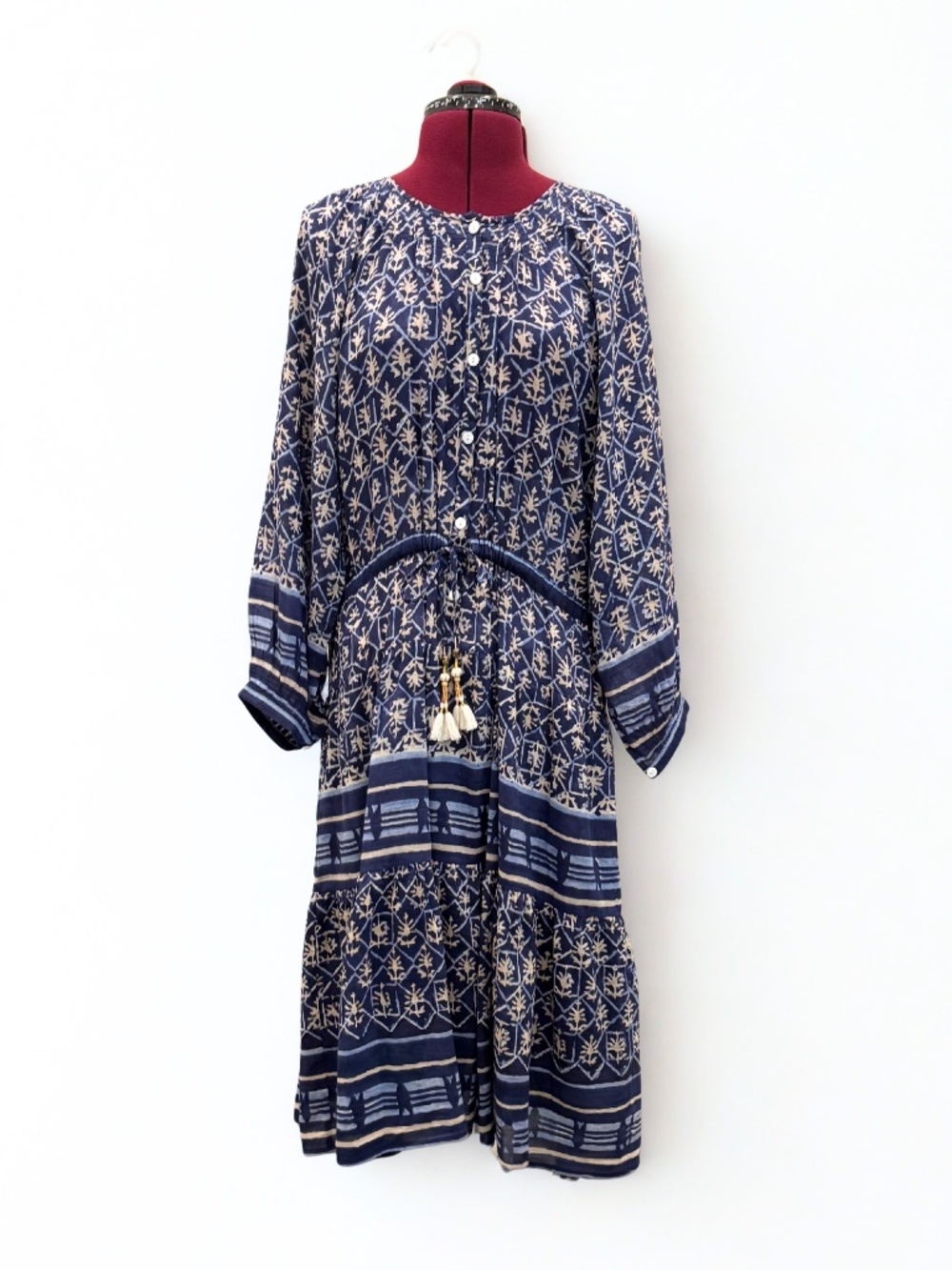 Bell By Alicia Bell Dress, Large, Blue/White